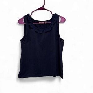 Joan Rivers Navy Top with Ruffle Neckline